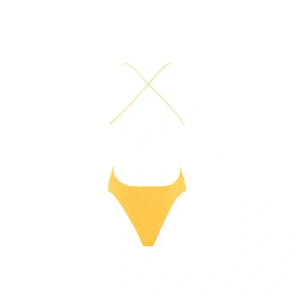Yellow Cross-Back One Piece Swimsuit